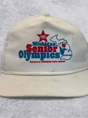 Michigan Senior Olympics 1993 Snapback Rope Hat Vintage USA Cap